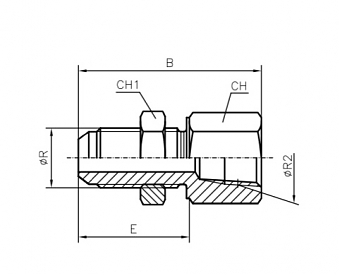 Переборочный JIC 1.1/16" - NPT 1/2" (Ш-ВНР)