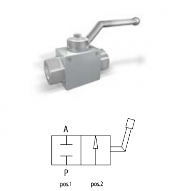 Кран двухходовой  NPT 1/2" 500 bar